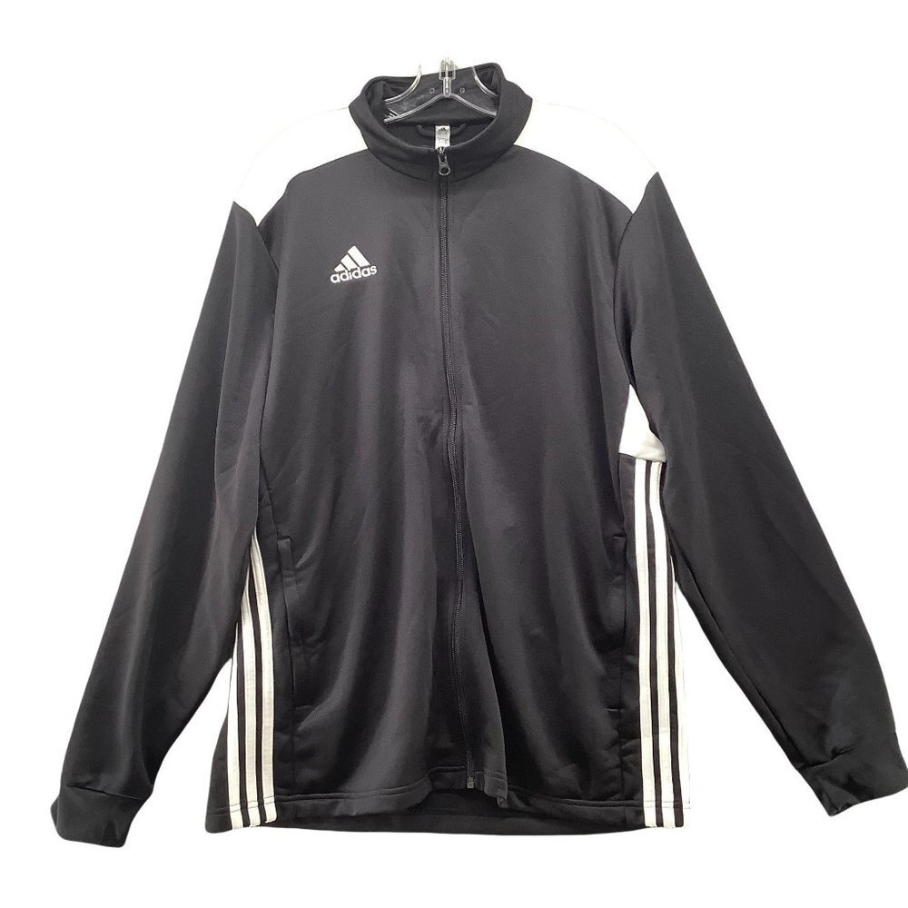 ADIDAS Track Jacket Mens XL Black White Sweatshirt Active Performance